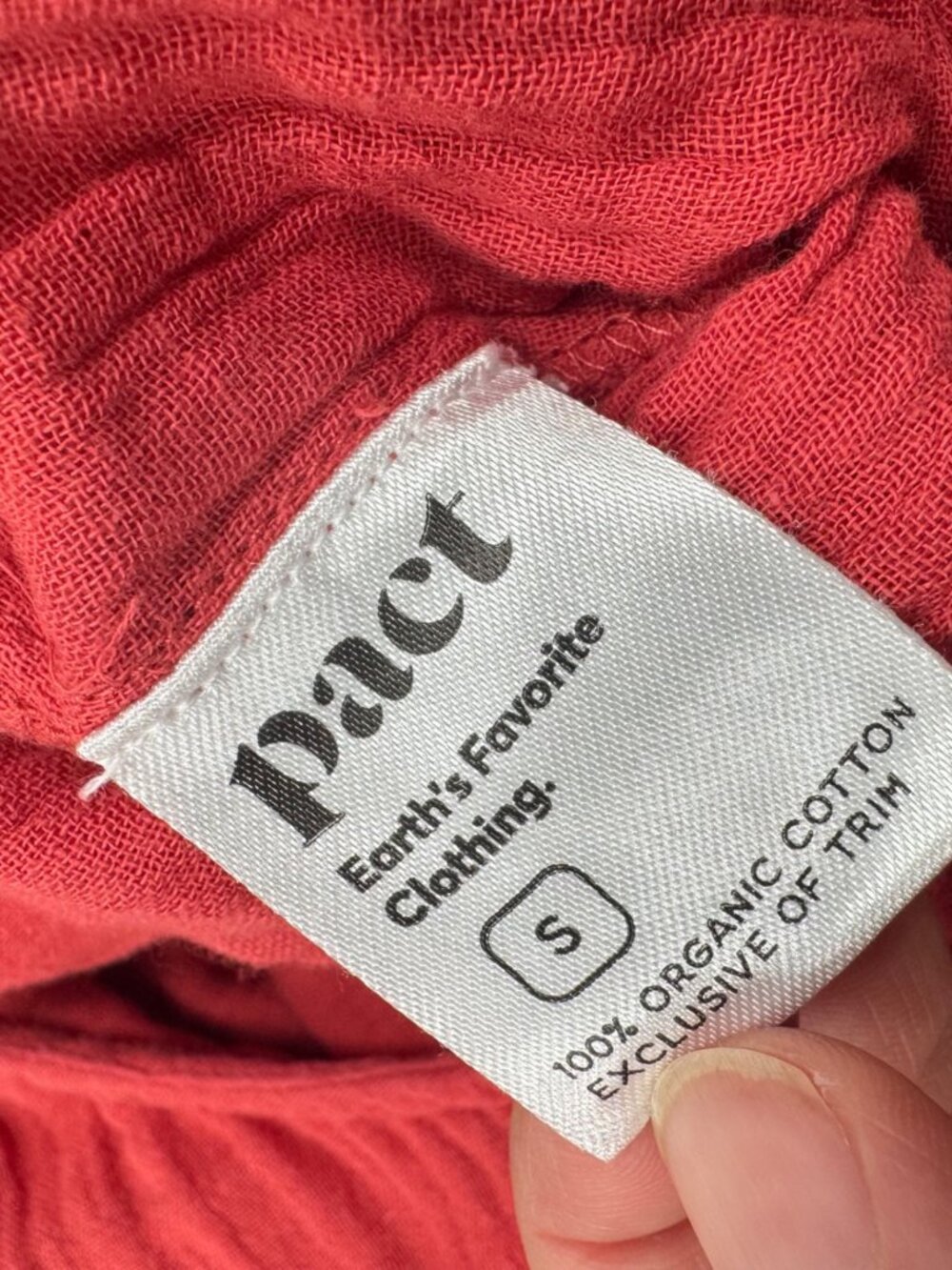 Pact Jumpsuit Halter Sz S Organic Cotton Coral Wide Leg - Picture 8 of 10